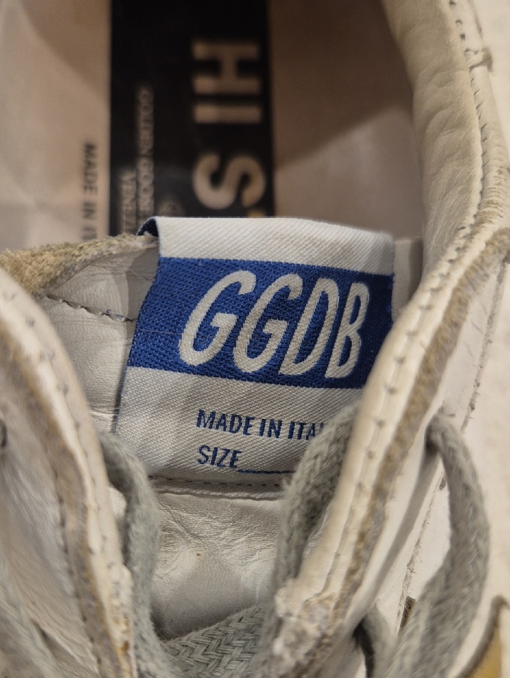 GOLDEN GOOSE White & Gold Hi-Star Sneakers Size 8.5 (39) AS IS - Picture 15 of 16